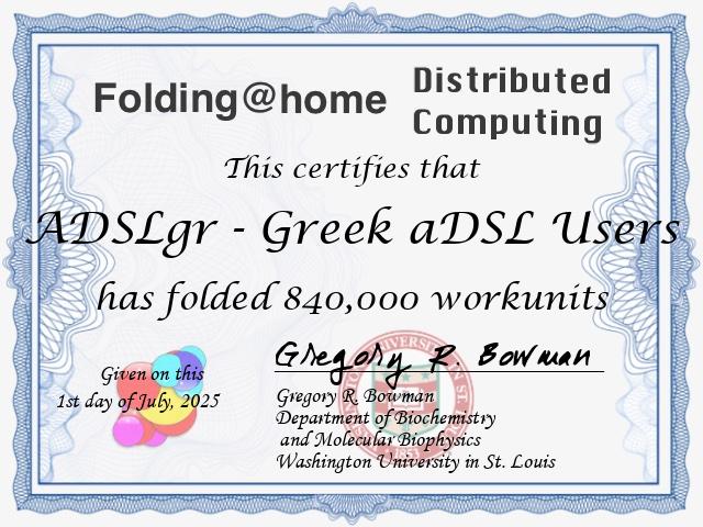 ADSLgr F@H team points certificate